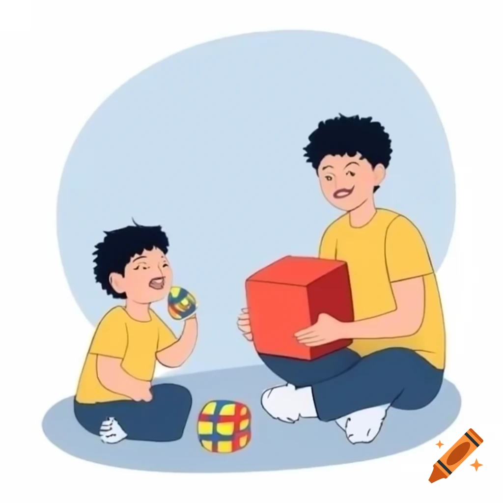 Evert and his disabled brother Tim sitting on the floor, engaging with toys