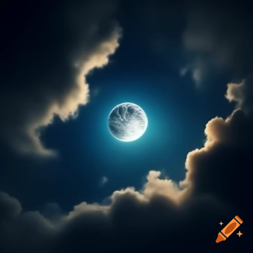 Midnight moon in the night sky