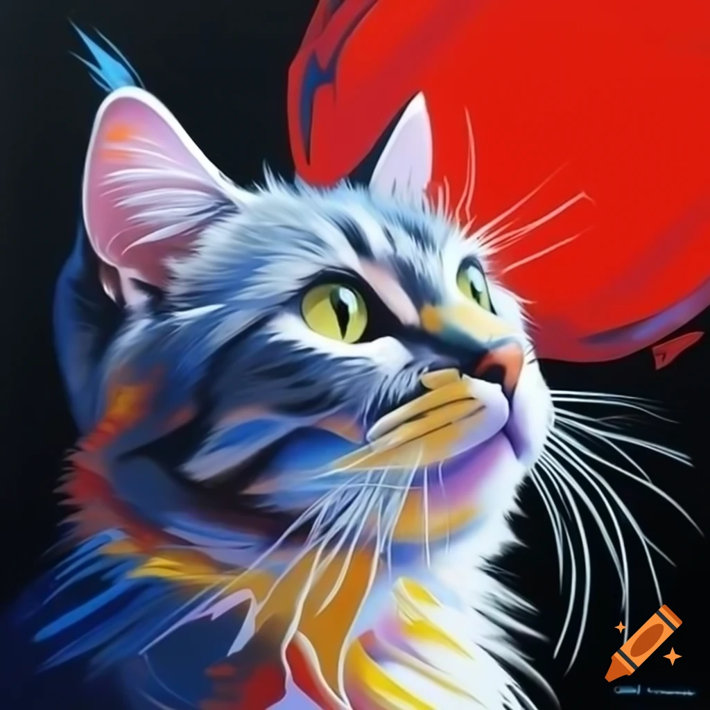 Vividly colored cat illustration