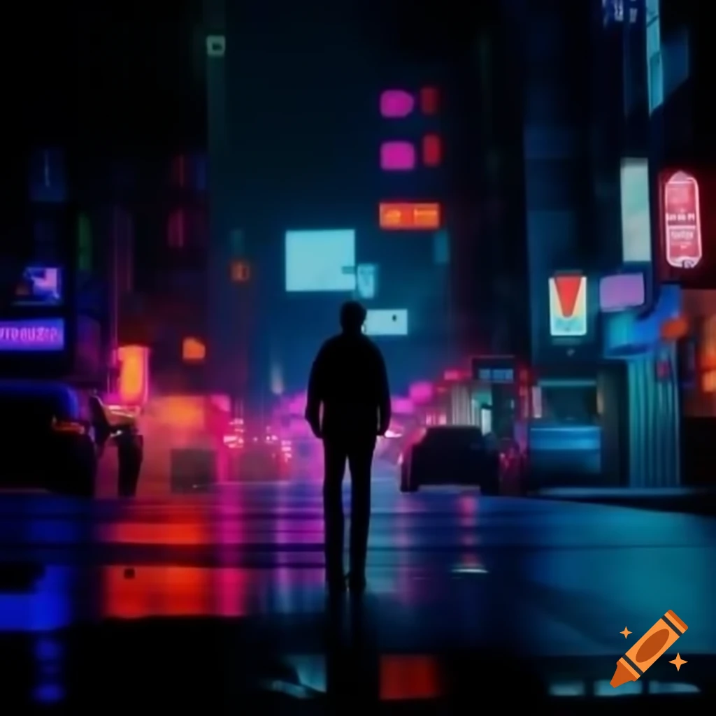 Roy Batty from Blade Runner in claymation style with neon lights