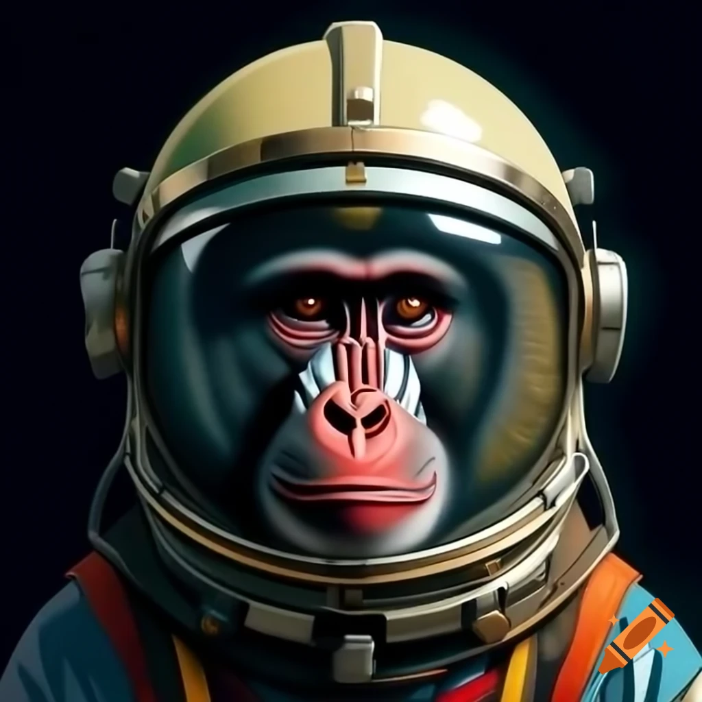 Baboon in space helmet styled like Andy Warhol artwork
