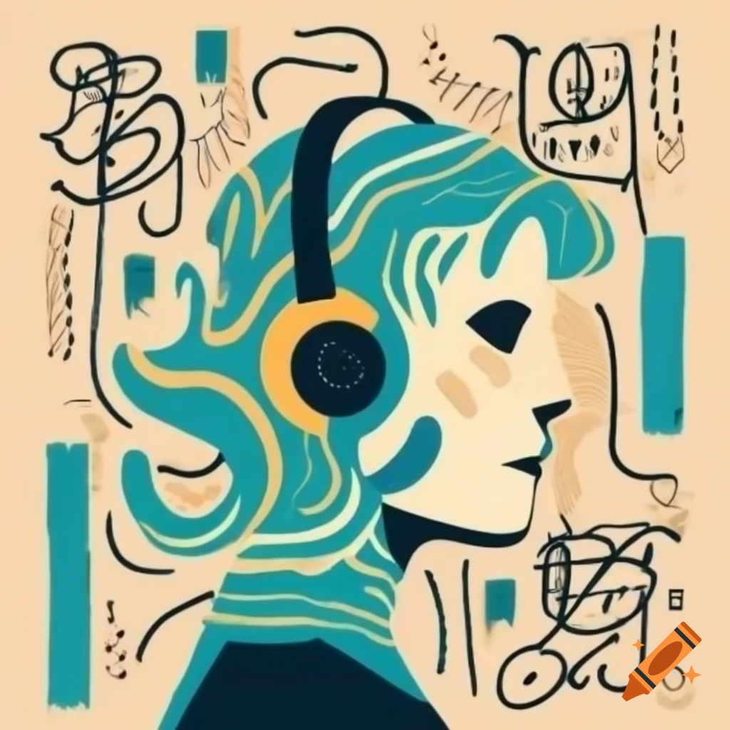Graffiti art featuring 'the next waves' with silhouette wearing headphones in soothing tones