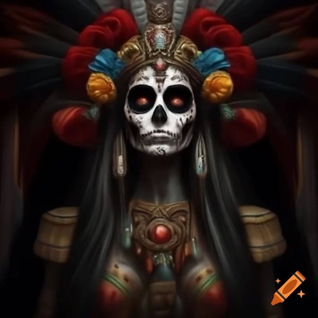 Detailed realistic multicolored depiction of Santa Muerte