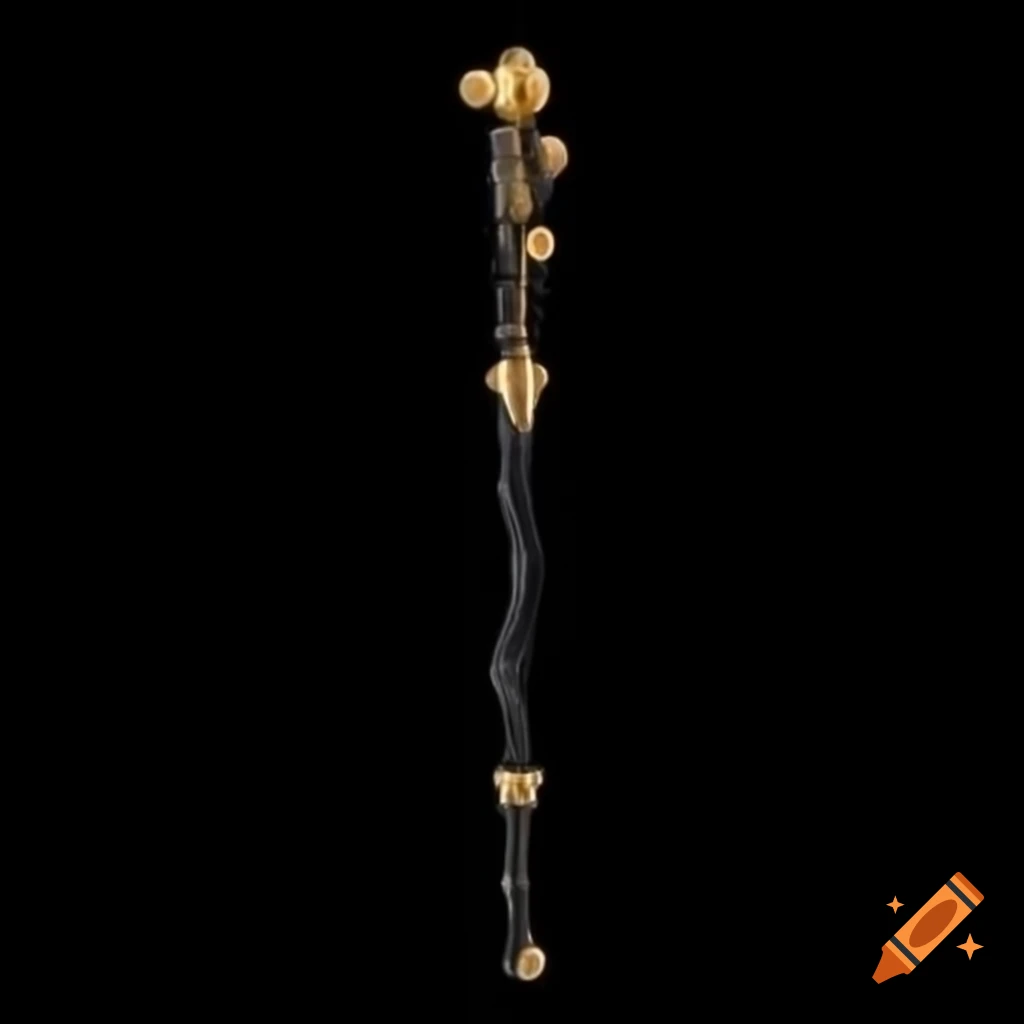 Celestial-inspired wand made of black wood with golden accents