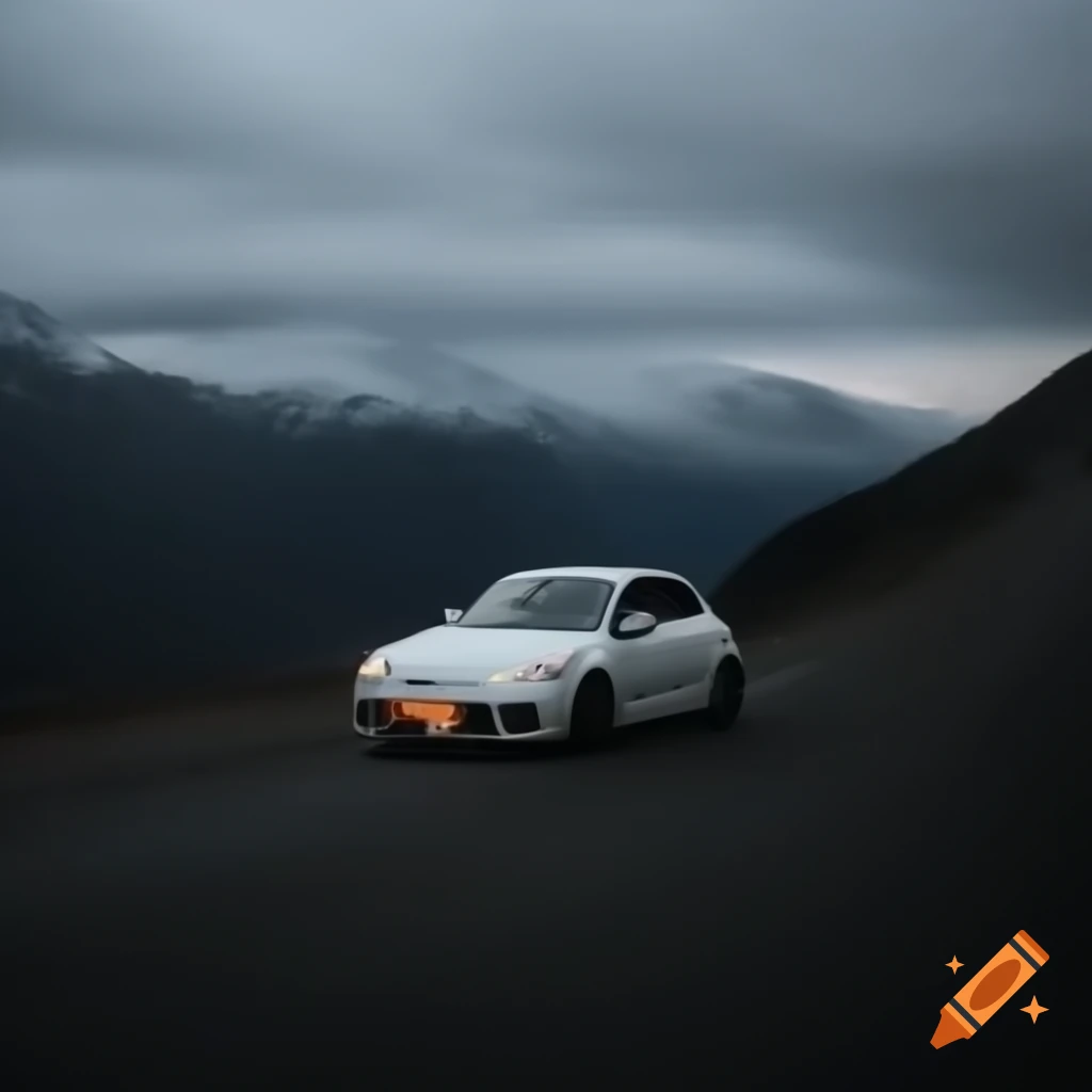 Car driving on a scenic mountain road