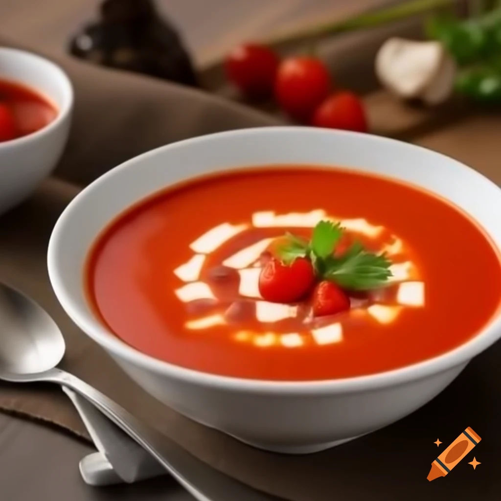 Delicious gazpacho served in a bowl