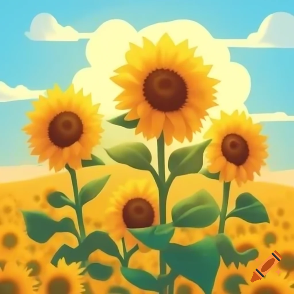 Vibrant field of cheerful sunflowers