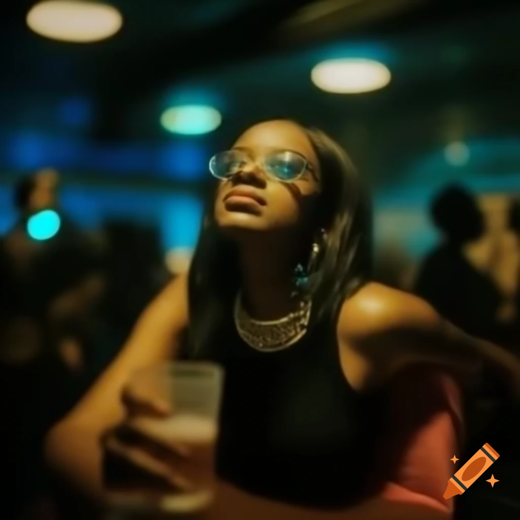 Modern jazz singer performing in a club with blurred background