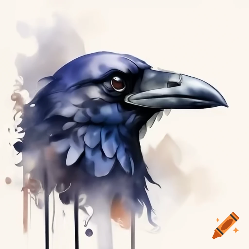 Highly detailed raven head illustration