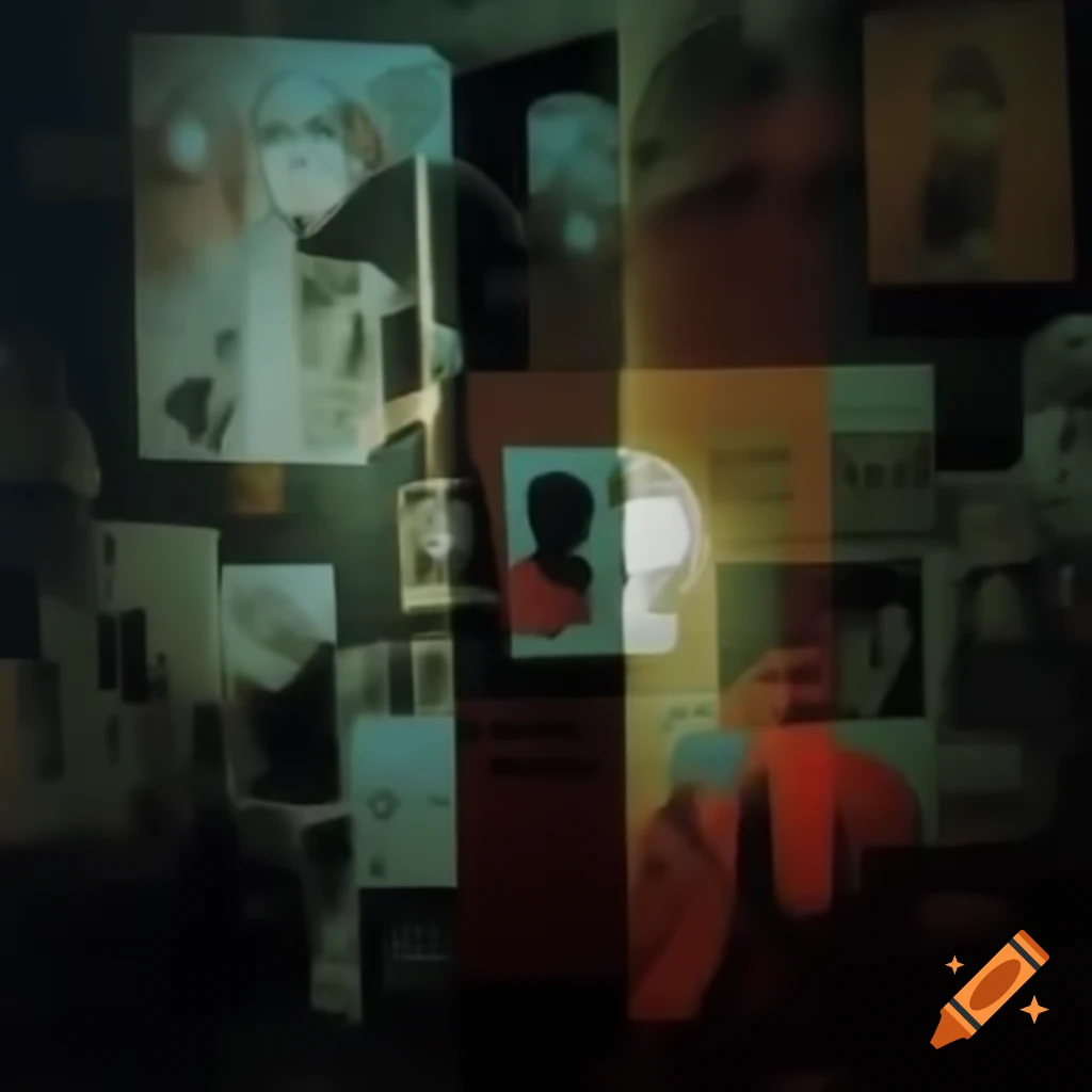 Surreal photo collage depicting film noir murder mystery
