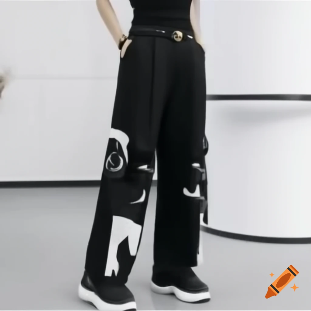 Fashion description of fitted waist and wide legs in pure white color with front pockets