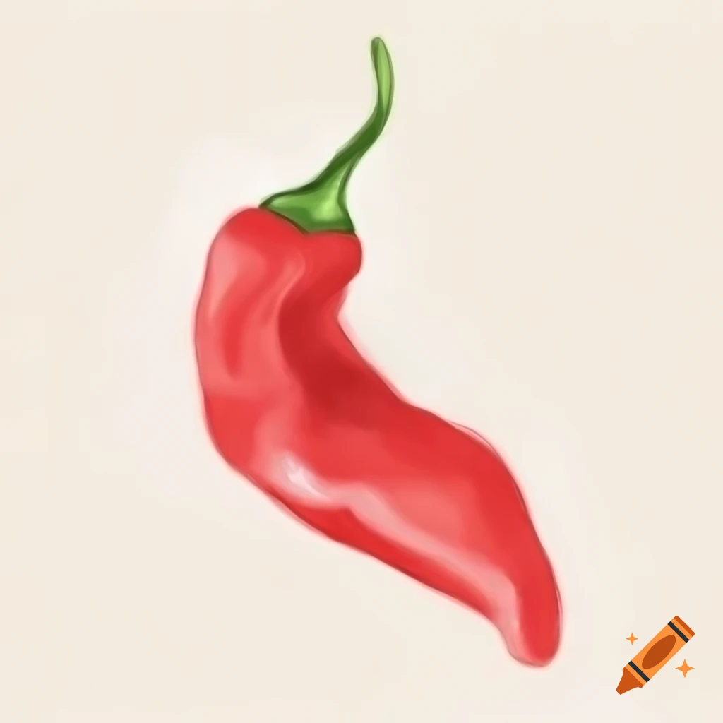 Single red chili illustrated in watercolor style