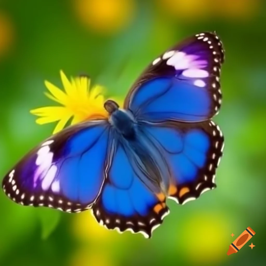 Beautiful blue butterfly on a flower