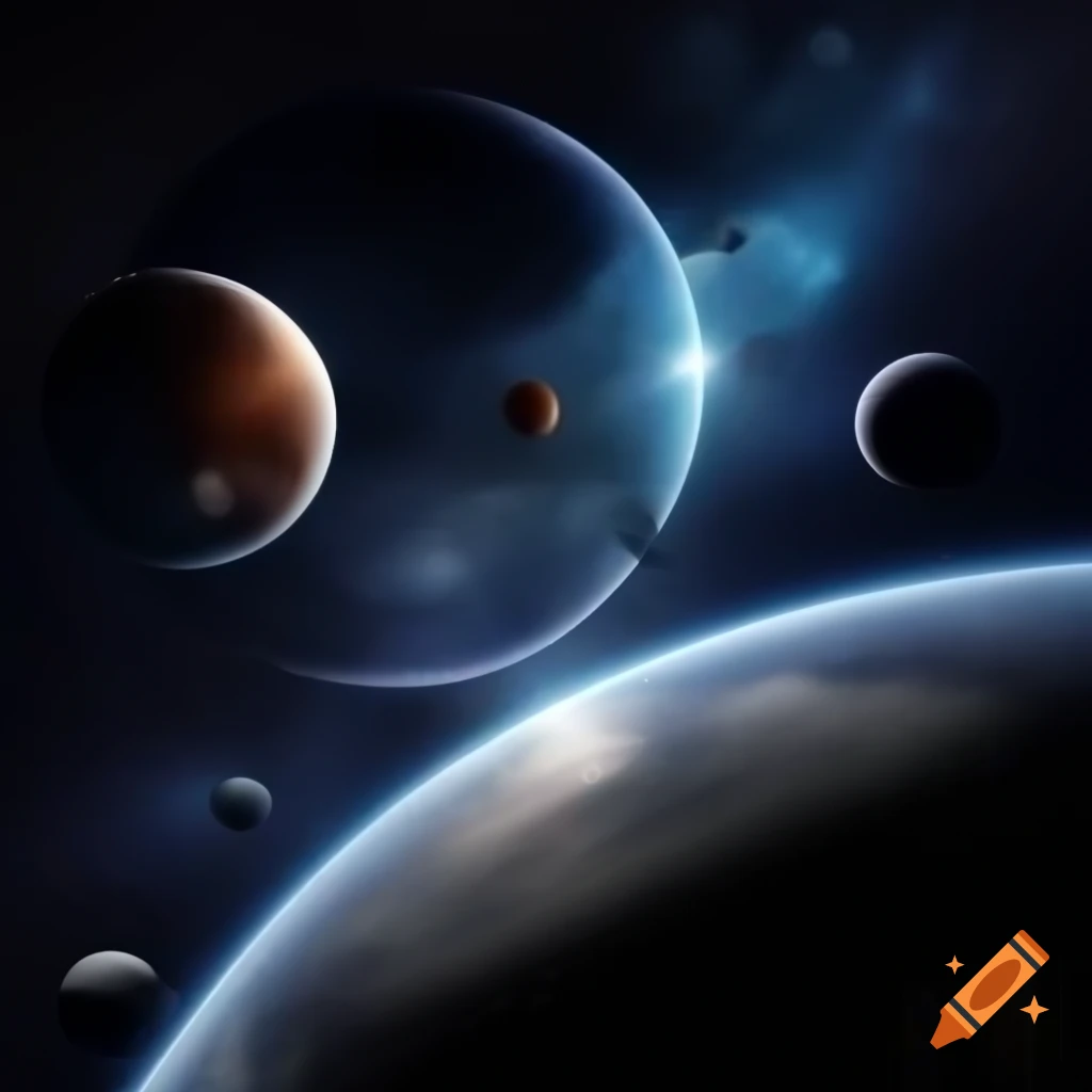 Deep space featuring various planets
