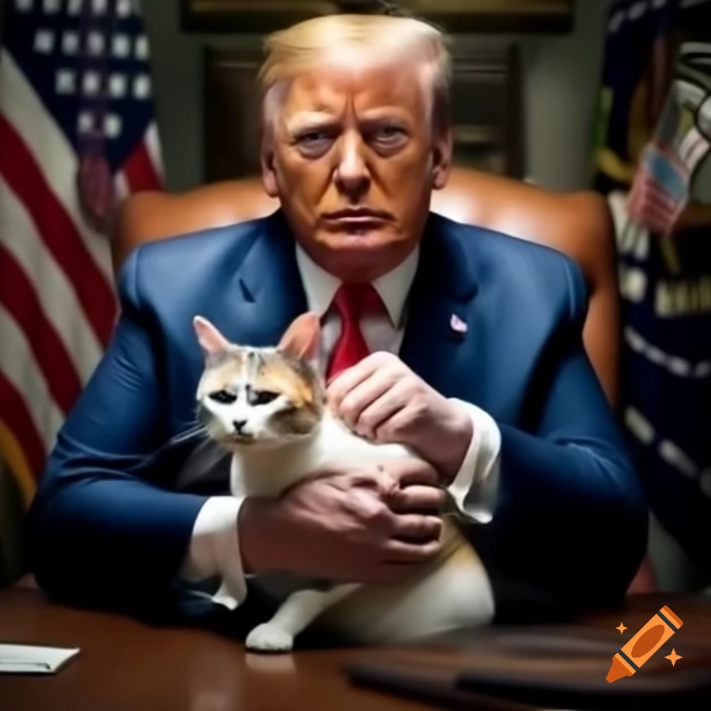 Donald trump with five pit bulls on leashes on craiyon
