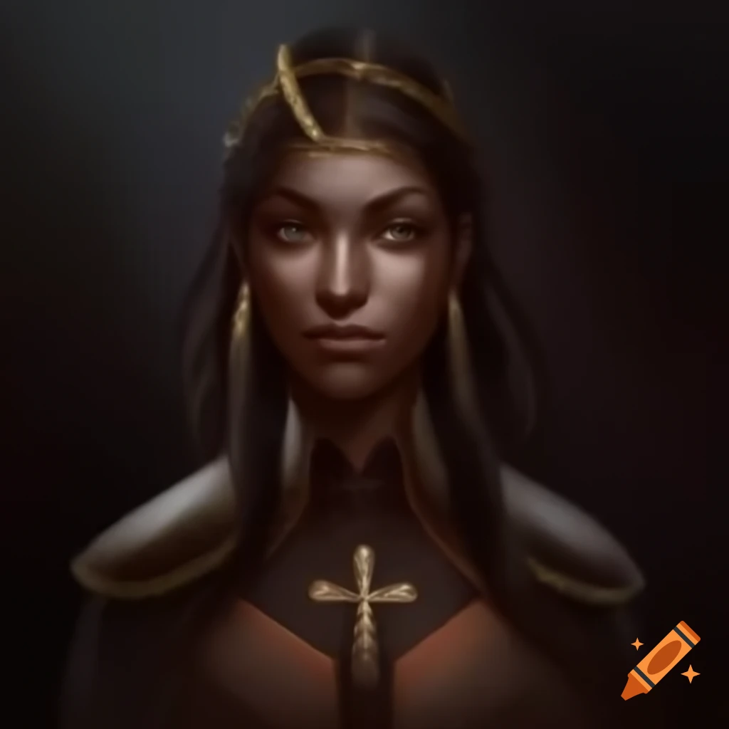Subiga female priest character concept on craiyon