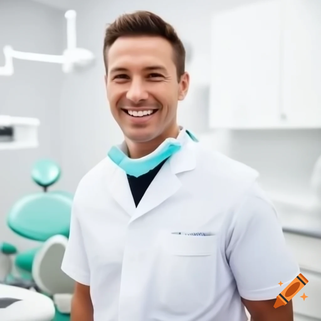 Happy dentist smiling in clinic setting
