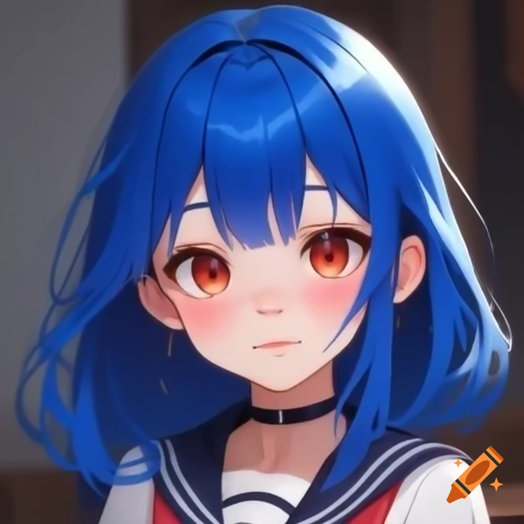 Vibrant Anime Girl With Blue And Pink Braided Hair And Lime Green Dress 