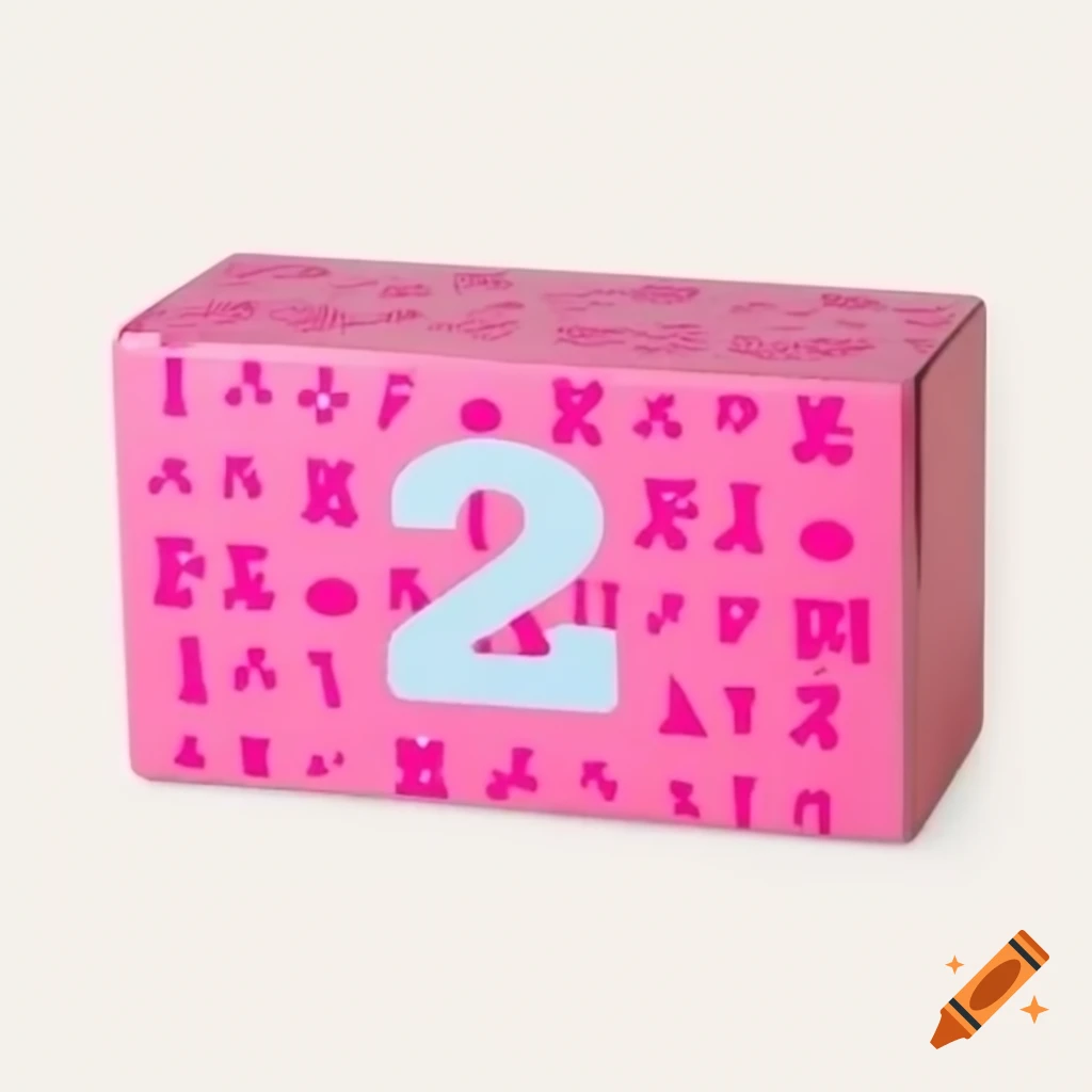 Barbie box featuring a numerical pattern on the side