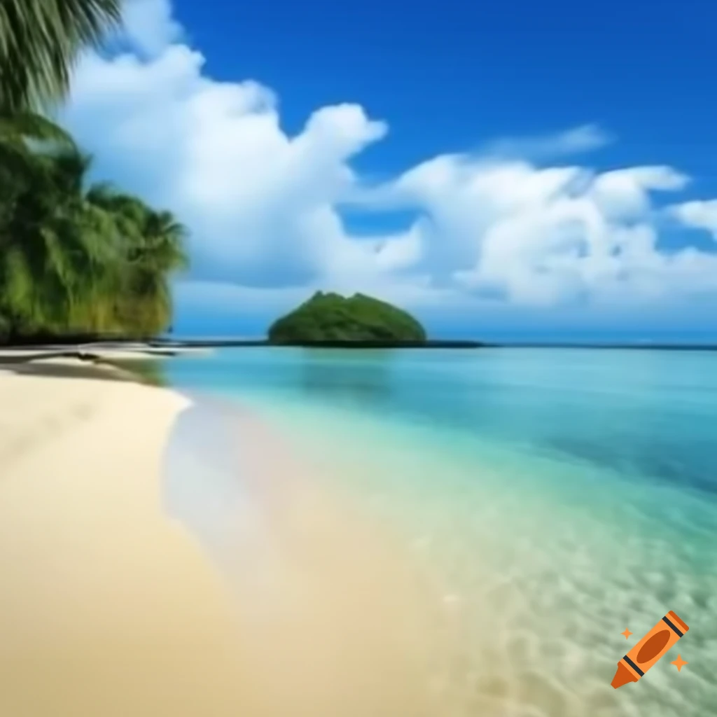 Exotic beach scene with palm trees and clear water