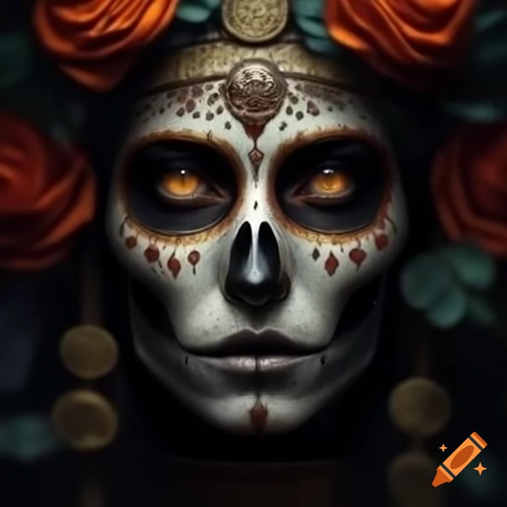 High definition depiction of Santa Muerte from Aztec culture