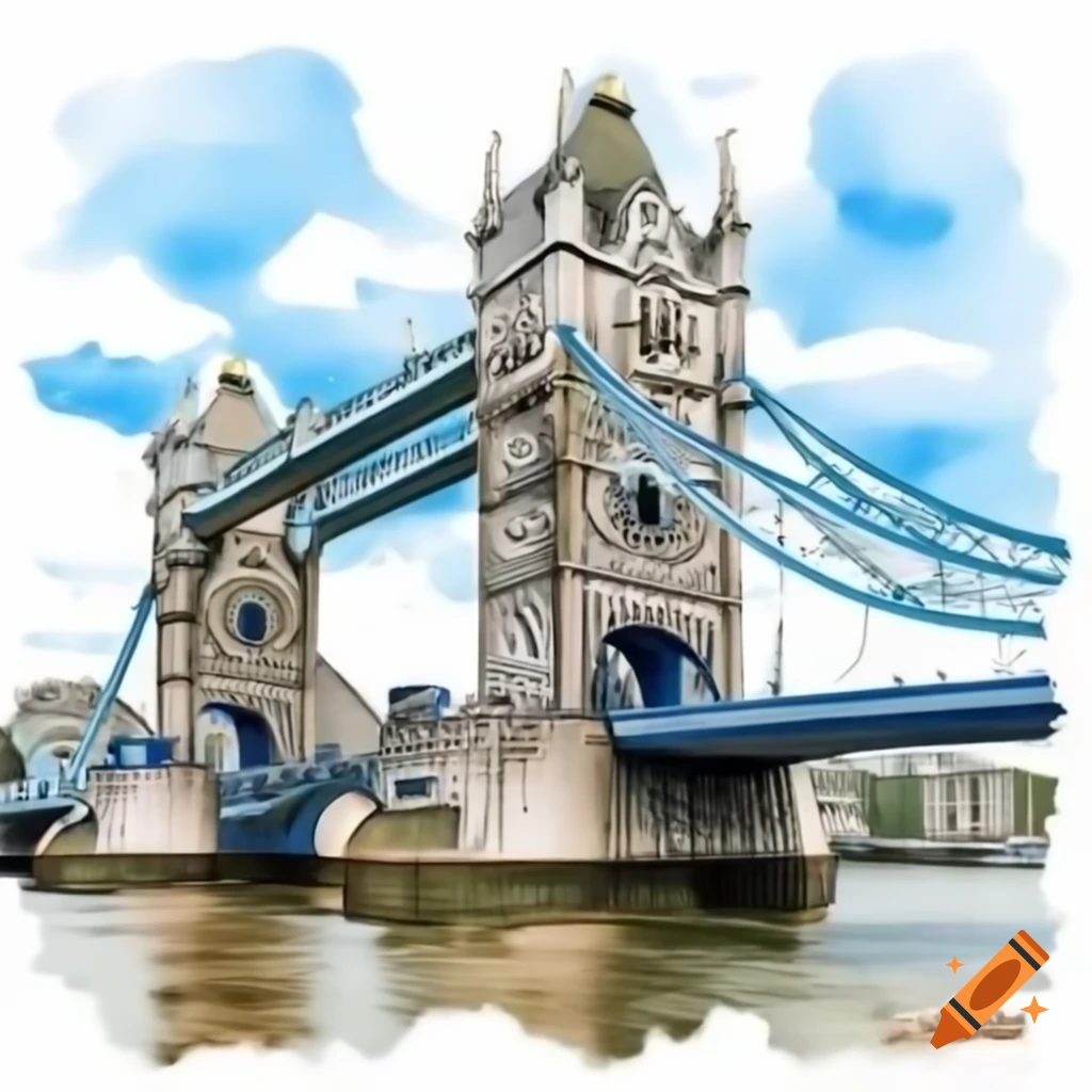 Tower Bridge illustrated in watercolor style