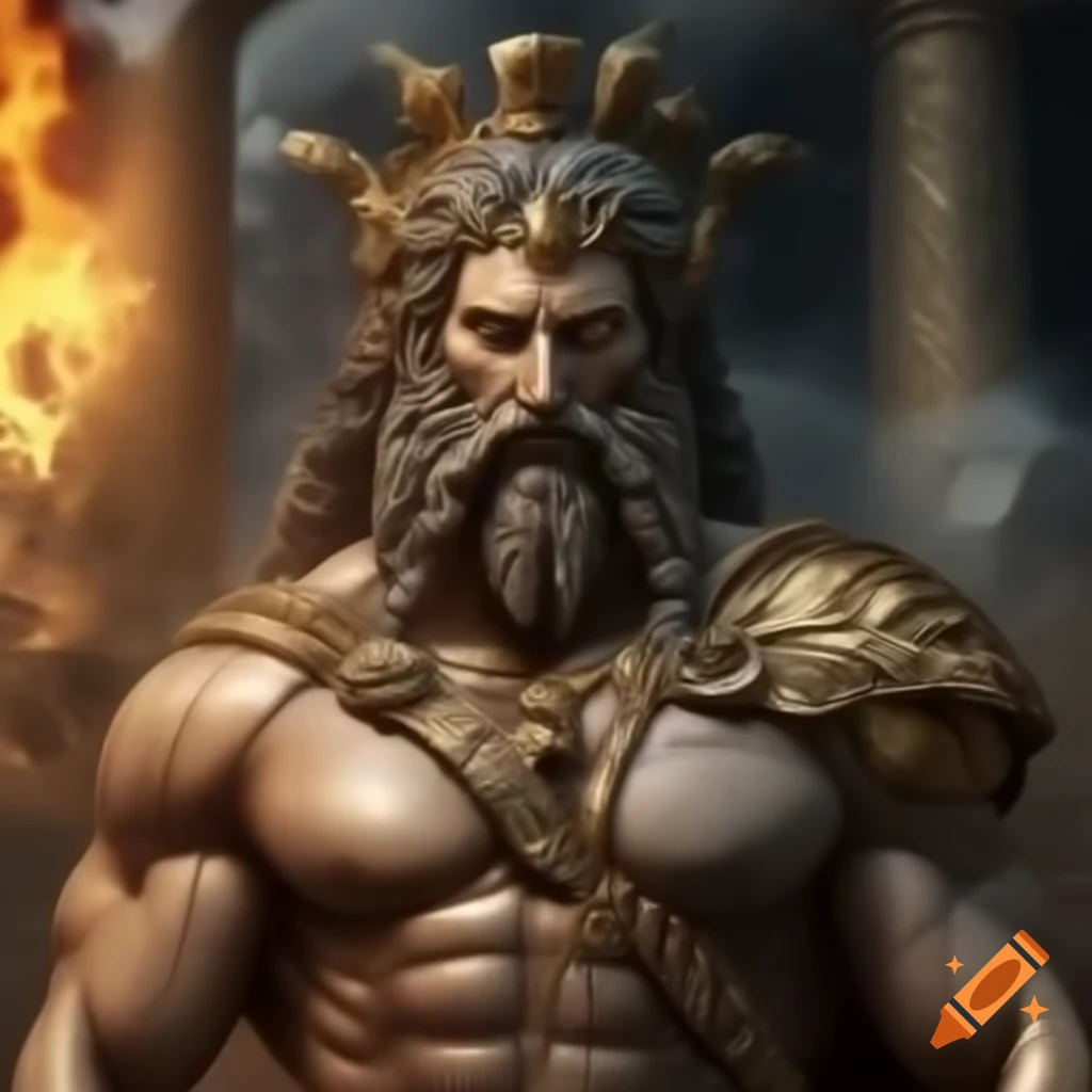 Hephaestus, Greek god of fire and metalworking, depicted with strong features