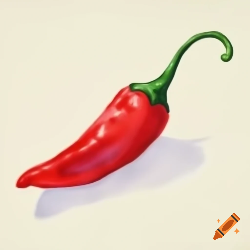 Single red chili laying on its side, watercolor style