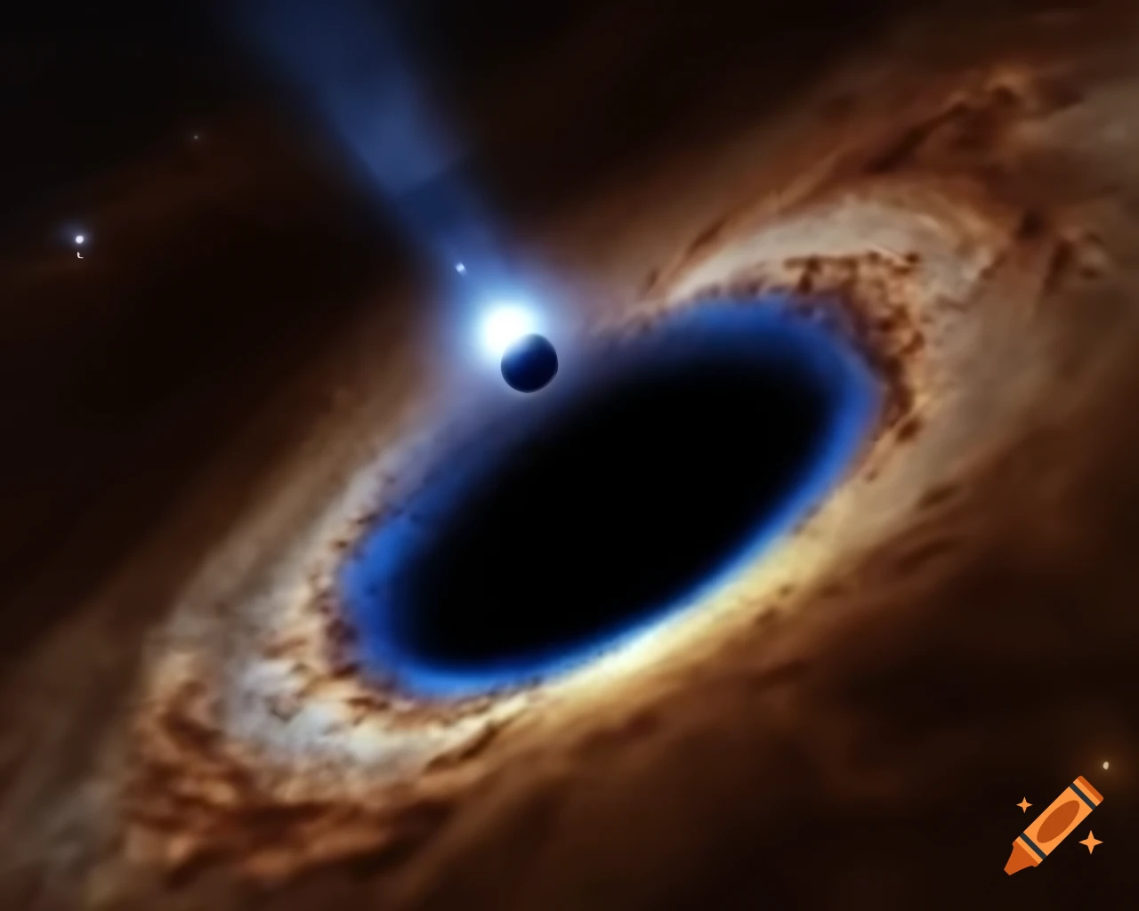 Realistic depiction of a black hole in star-filled space using advanced rendering techniques
