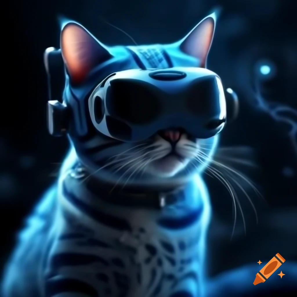 Blue cat god experiencing existential crisis with fractal reality