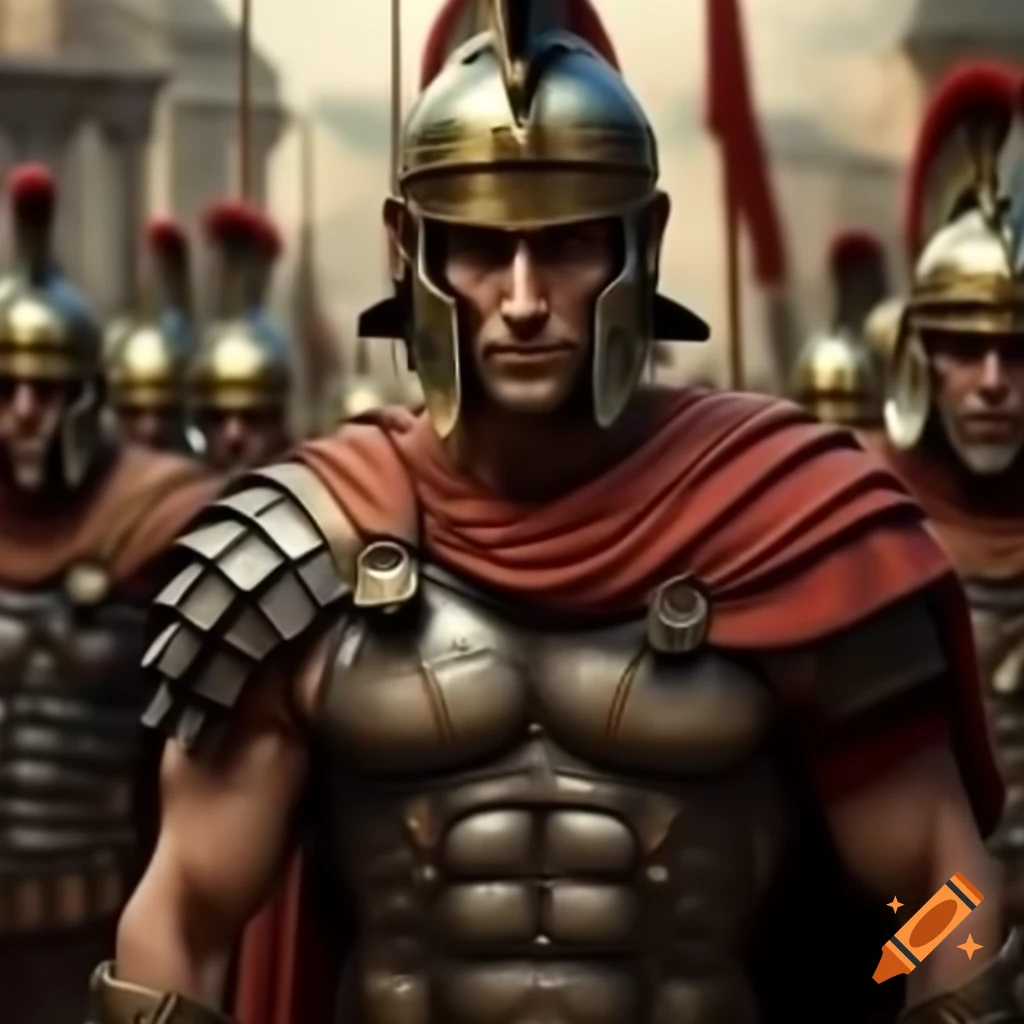 Ancient Roman gladiator in traditional armor
