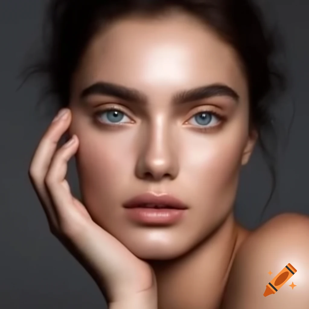 Colorful portrait of a woman with a finely shaped nose and heavily made-up eyes