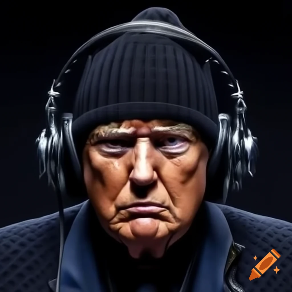 Angry social media influencer in black knit hat, live streaming conspiracy theories