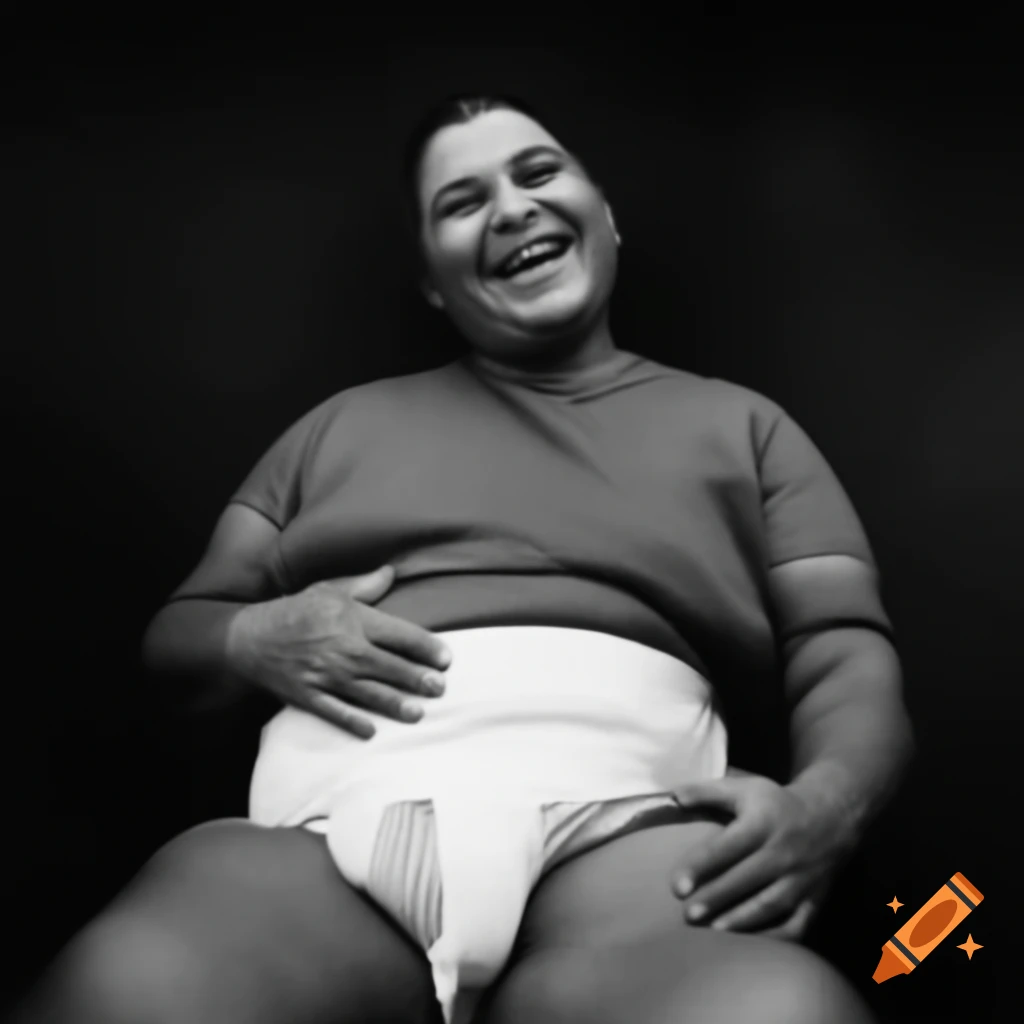 Man in diaper expressing happiness