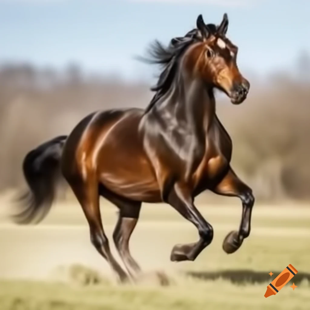 Horse galloping in an open field