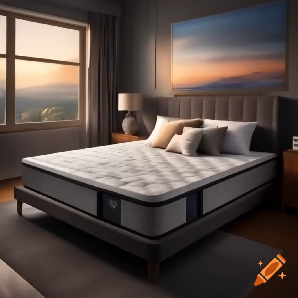 Double mattress in bedroom with beautiful sunrise lighting