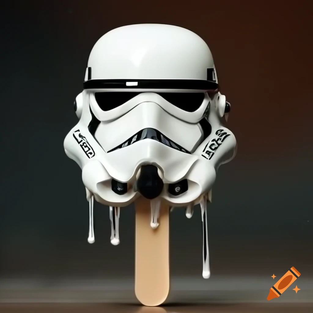Realistic stormtrooper head on popsicle stick shaped like a popsicle