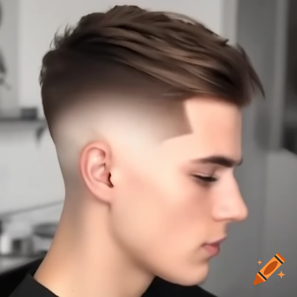 Description of a tall, skinny 15-year-old male with brown hair and dark hazel eyes