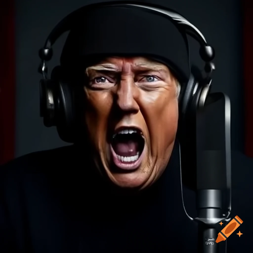 Individual in black hat and shirt live streaming conspiracy theories with microphone