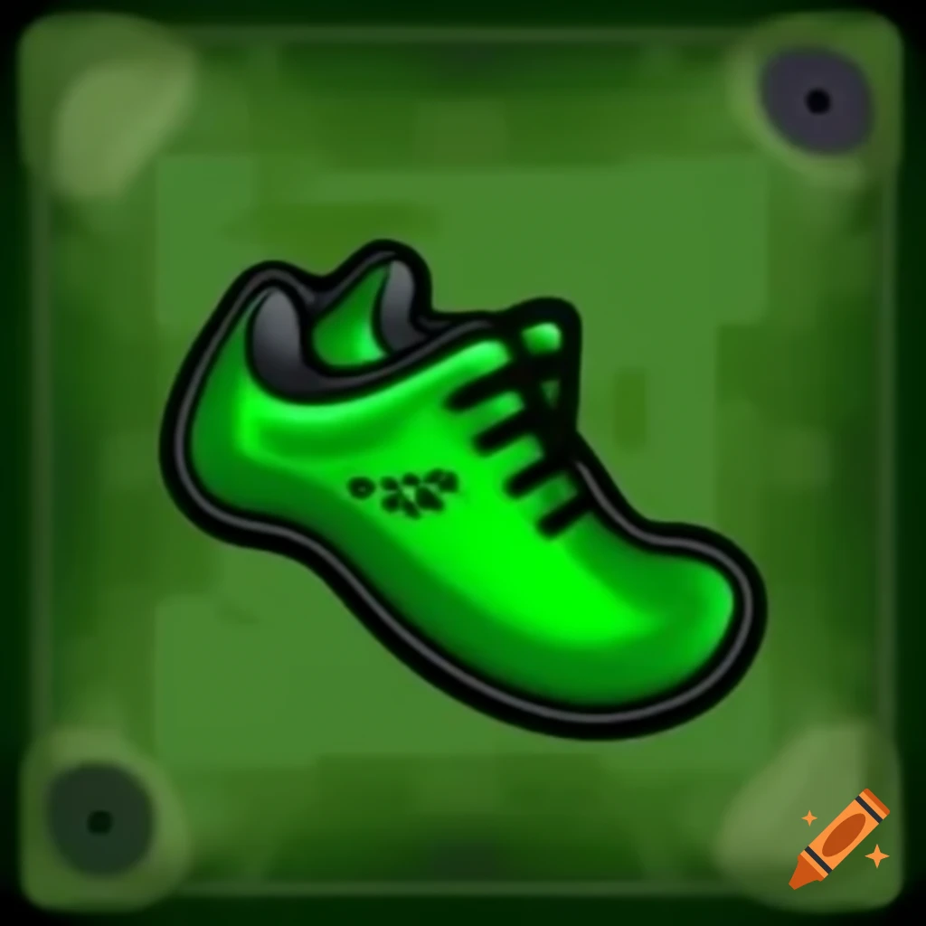 Stylized green shoe representing movement in board game