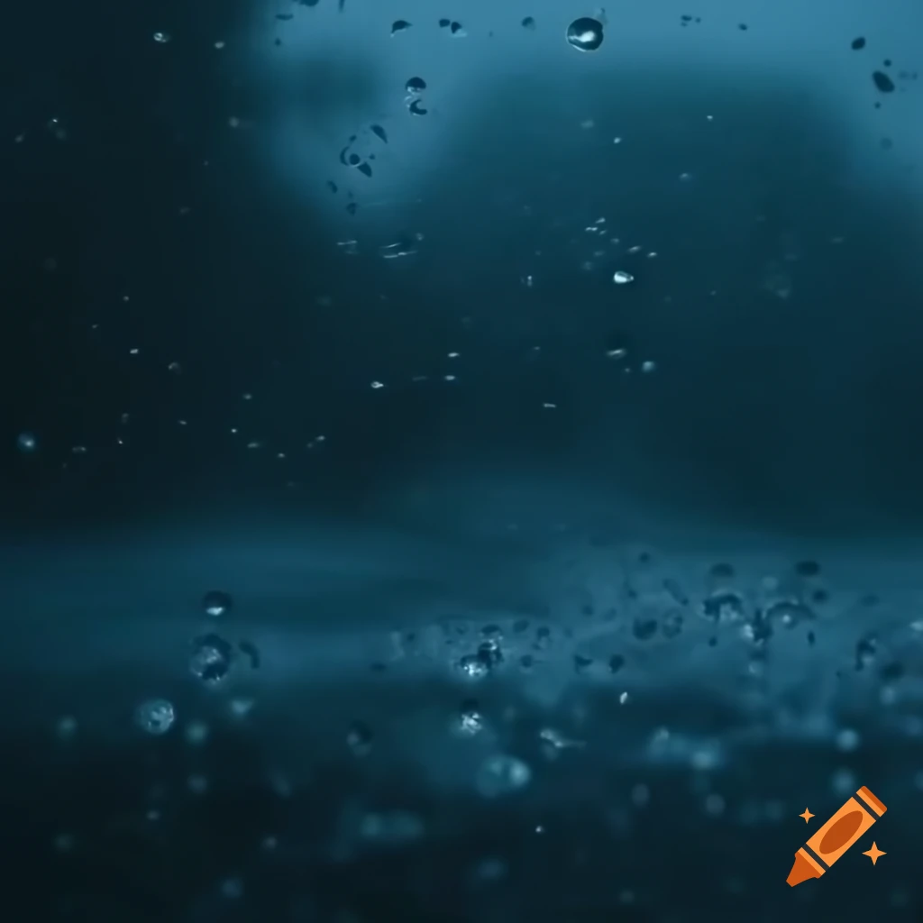 Rainy day with water drops creating a melancholic atmosphere in shades of grey and blue