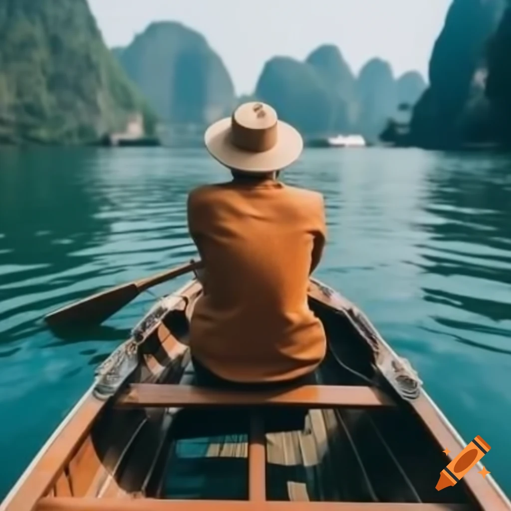 Asian man enjoying vacation on a boat