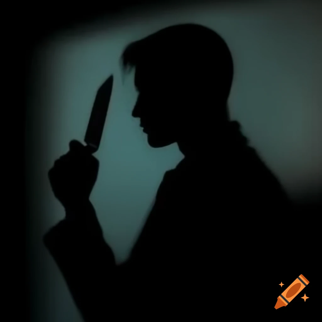 Silhouette of a shadowy figure holding a knife