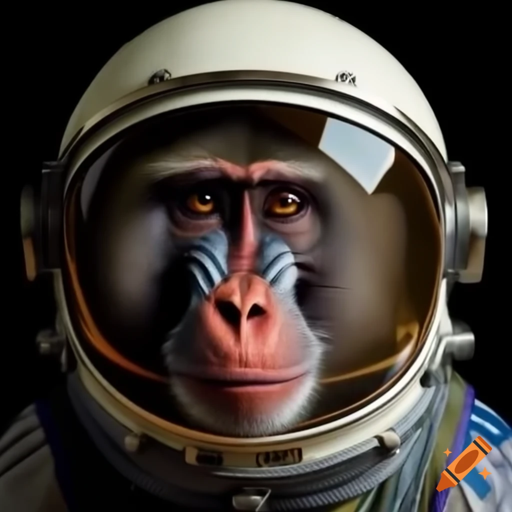 Baboon in space helmet in Andy Warhol style