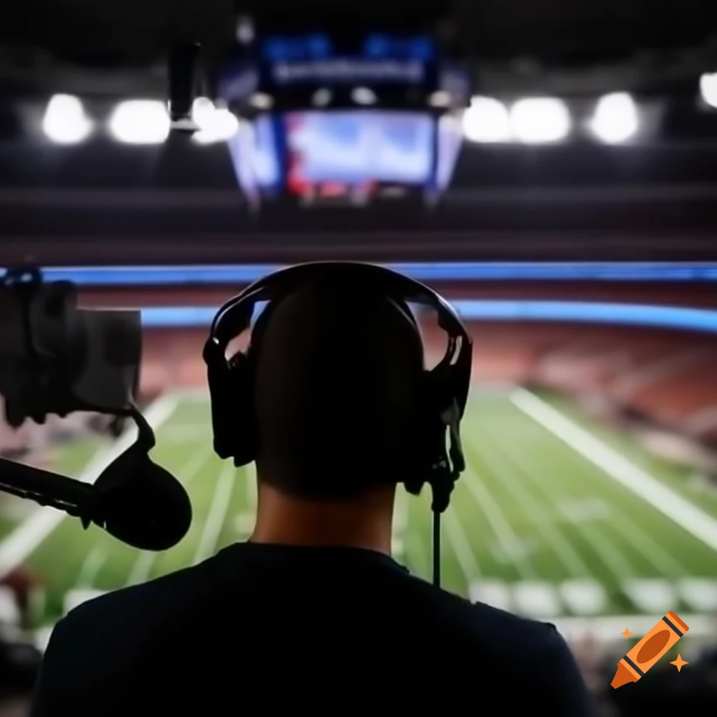 View from behind of American football podcast set