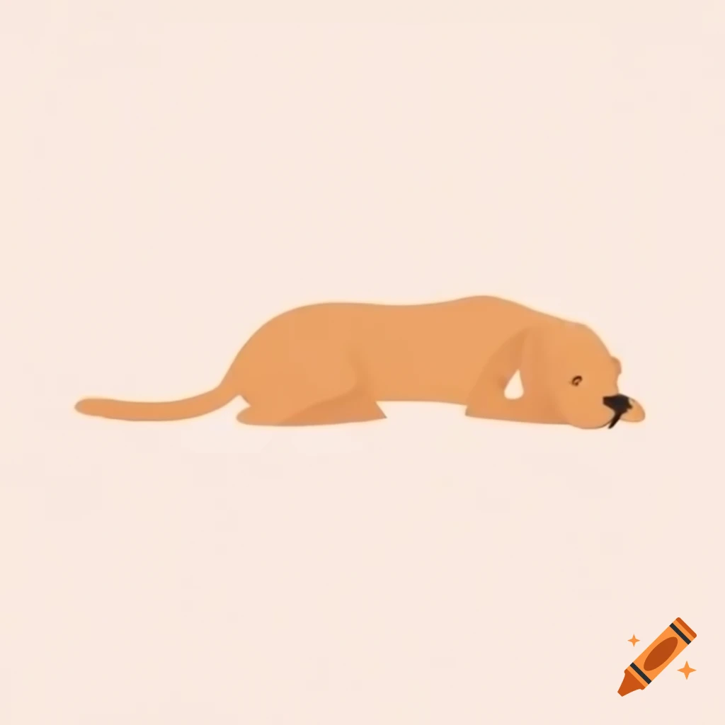 Flat design of a curled up sleeping dog, front view