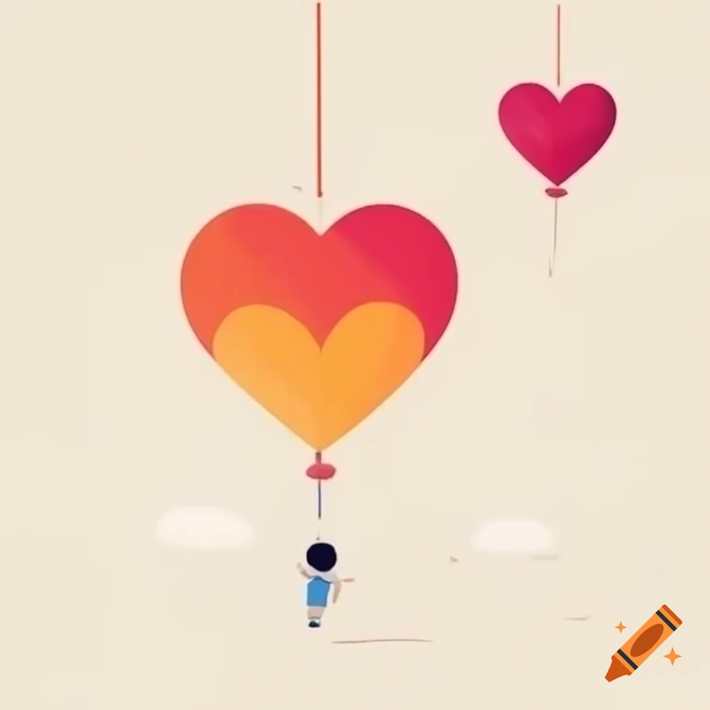 Logo of large heart balloon held by two child-sized characters