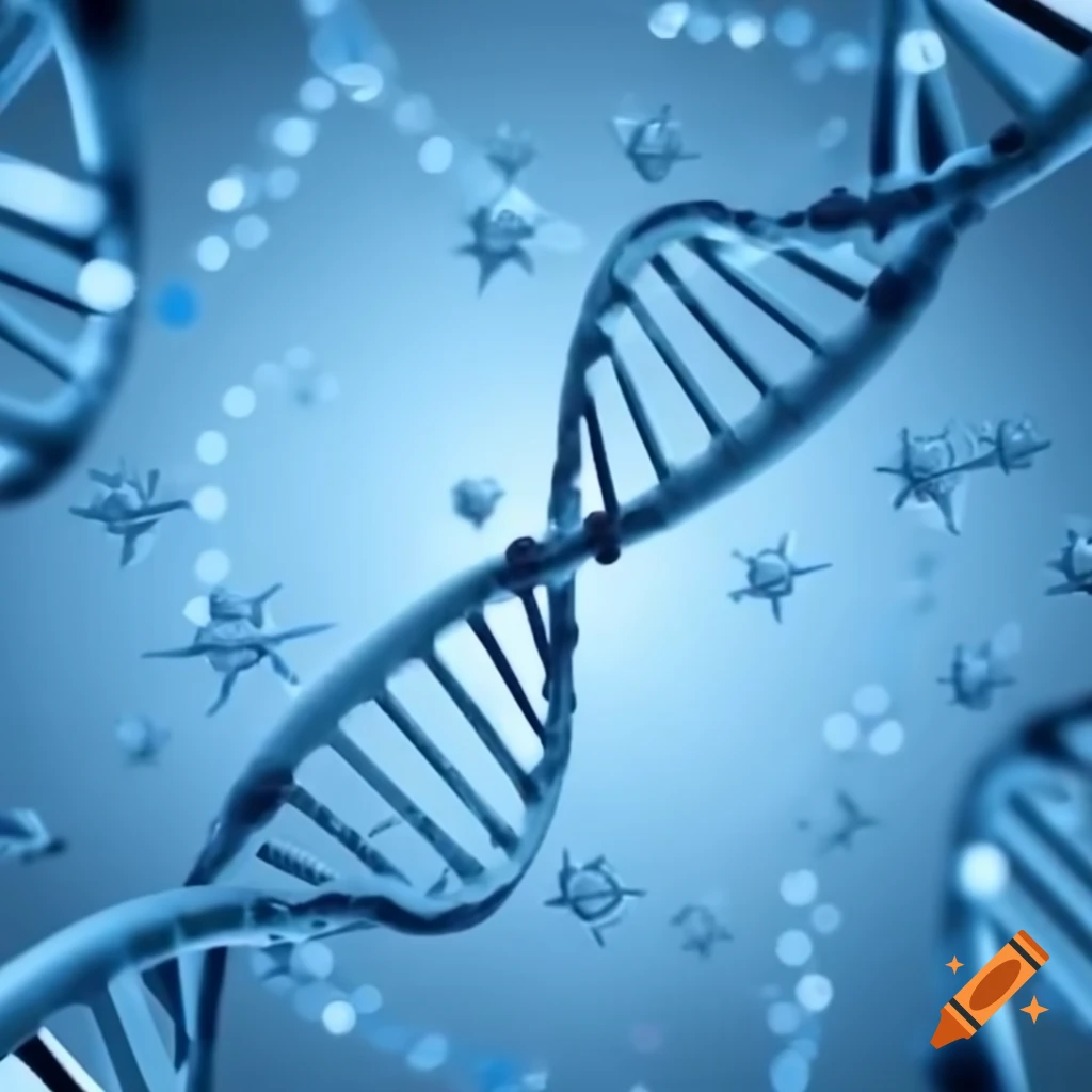Detailed drawing of DNA molecule showcasing double helix structure and base pair arrangements
