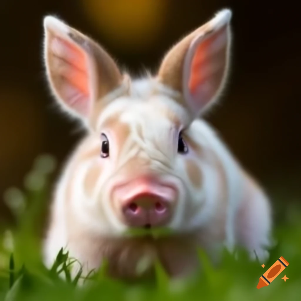 An imaginative blend of pig and rabbit in a whimsical style