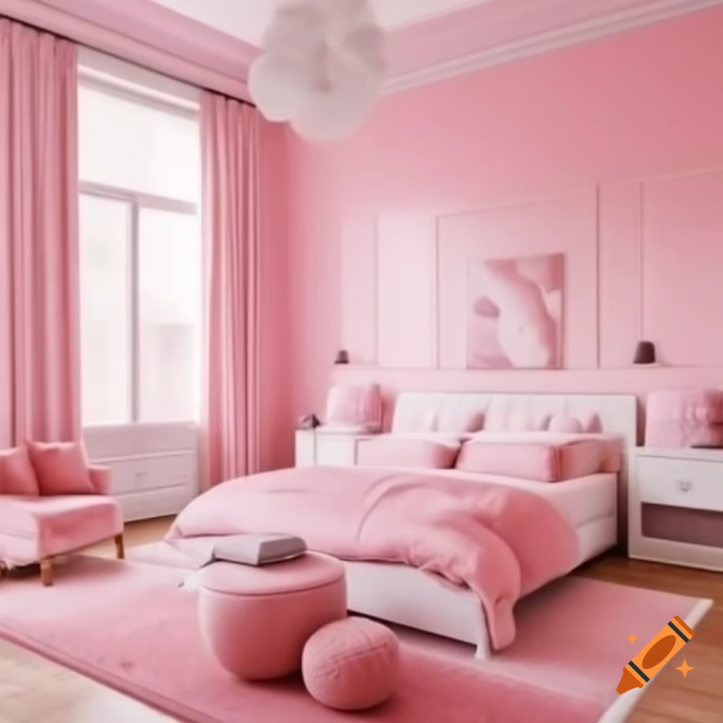 Room painted in pink color